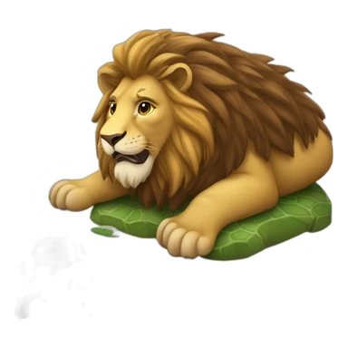 Un lion sur une tortue sticker