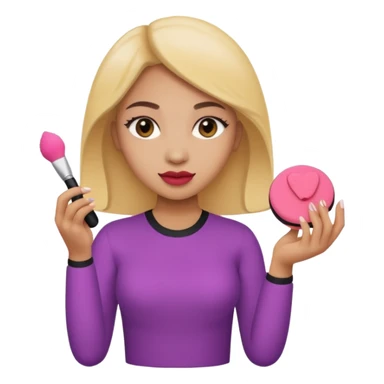 Light skin female holding makeup blush sponge in left hand  sticker
