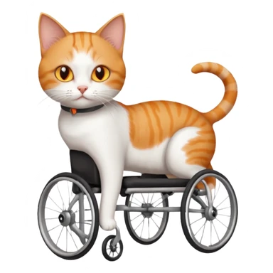 full body small short hair ginger and white cat with orange eyes walking in a wheelchair for cats sticker