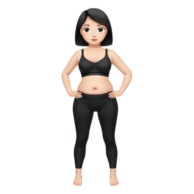 legging brassière noir gonflé ventre nombril femme  sticker