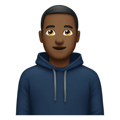 generate me an emoji wearing a navy blue hoodie sticker