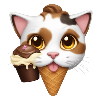calico cat with chocolate icecream  sticker