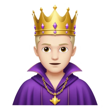 Vampire King, Young vampire king in purple robe, wearing a crown, confident smirk. sticker