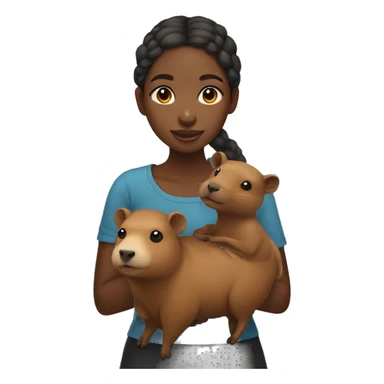 Black girl holding a capybara sticker