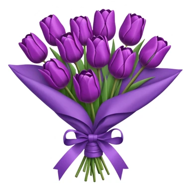 purple tulip bouquet with purple paper wrap sticker