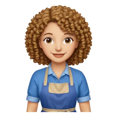 woman with curly hair in blue apron sticker