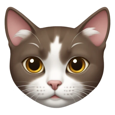 A Korean shorthair cat, maroon-colored fur, diamond-shaped white fur from the bridge of the nose to the mouth, white fur on the limbs and chest. sticker