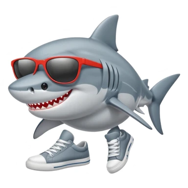 Un tiburón con tenis y gafas de sol  sticker