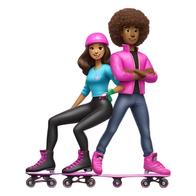Ken and Barbie rollerblading sticker