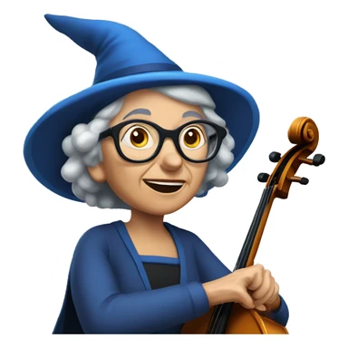 smart granny witch with glasses and blue hat directing orchestra sticker