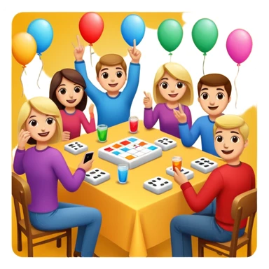 Party quiz with happy people no phone writing blocks sticker