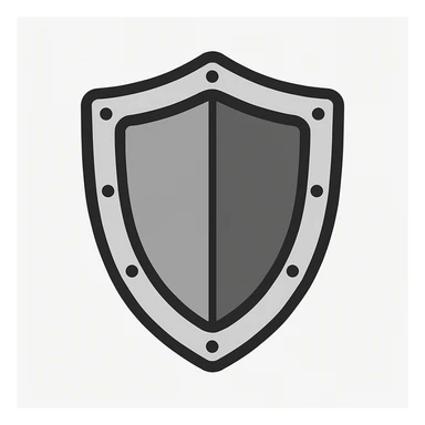 classic medieval shield, metallic, simple, modern flat icon style sticker