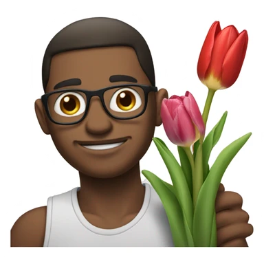 Dunky with a tulipe sticker