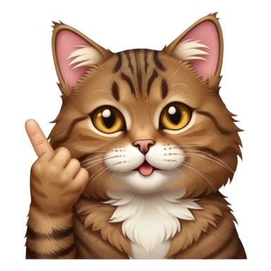 brown tabby cat with middle finger sticker