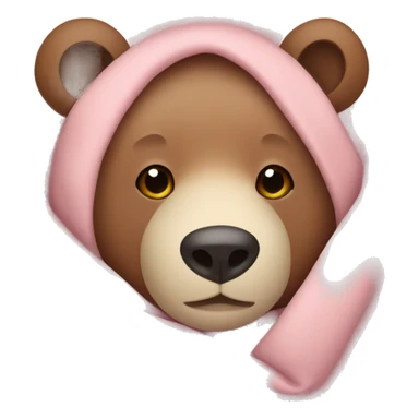 cozy bear in a light pink blanket sticker