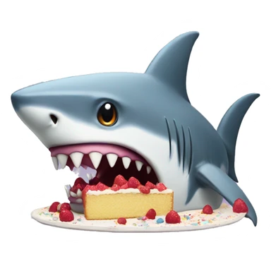 Shark with a top hat eating cake sticker