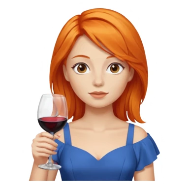 orange hair drinking wine, dress blue sticker