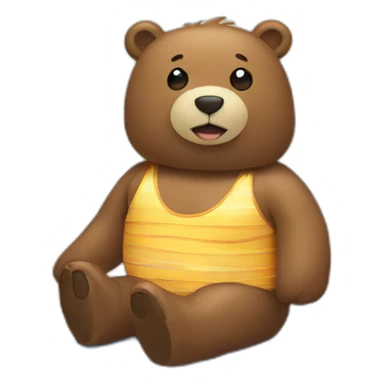 Bear in swimwear on a beach sticker