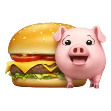 Cheeseburger eating pig  sticker