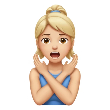 girl with arms crossed holding neck screaming sticker
