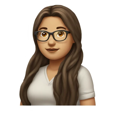 Long Brown hair chubby girl with glasses sticker