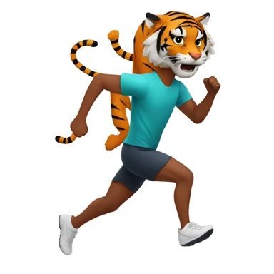 Man running behind tiger sticker