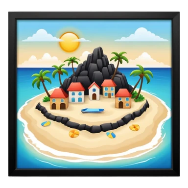island  with a beach and infrastructure  sticker