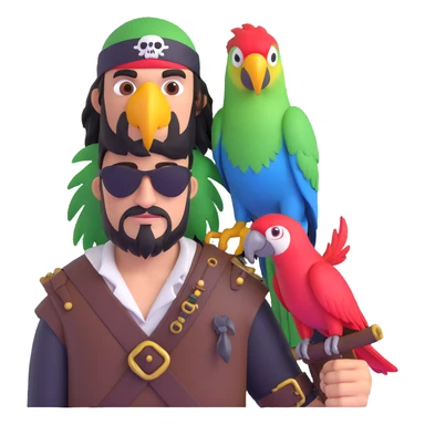pirate with eye patch and parrot sticker