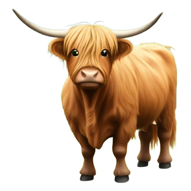 Highland cow in front of green hills sticker