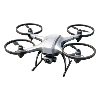 An icon showing a racing quadcopter drone in the foreground, flying at high speed through a course filled with obstacles and checkpoints. Other drones zoom in the background over a dynamic landscape. Transparent background highlights the thrill and precision of drone racing. sticker