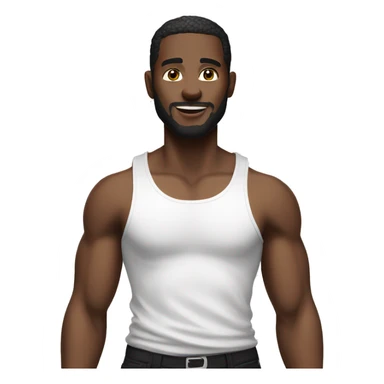 black man wearing a white tank top and black pants sticker