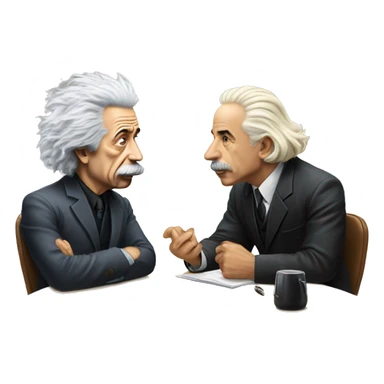 Joe Rogan sitting at desk interviewing Albert Einstein  sticker