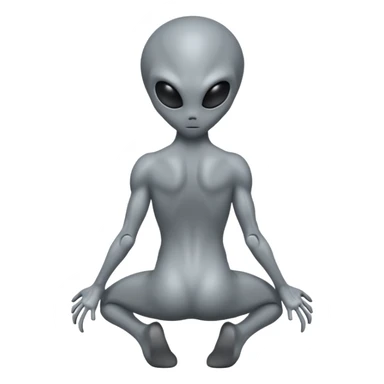 fullbody gray alien kneeling BACKVIEW sticker
