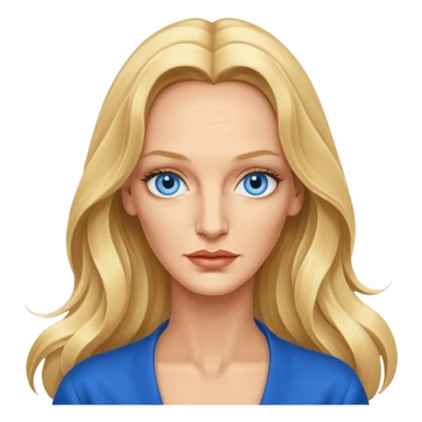 Uma Thurman with blue eyes, long hair sticker