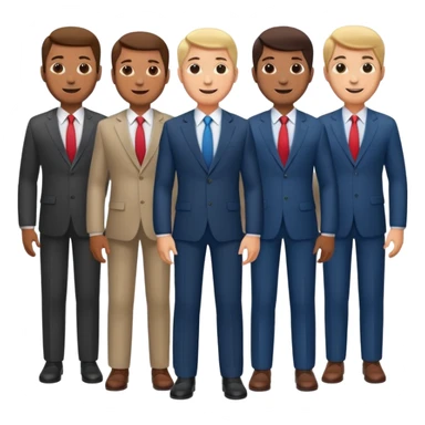 full body group of five men sticker
