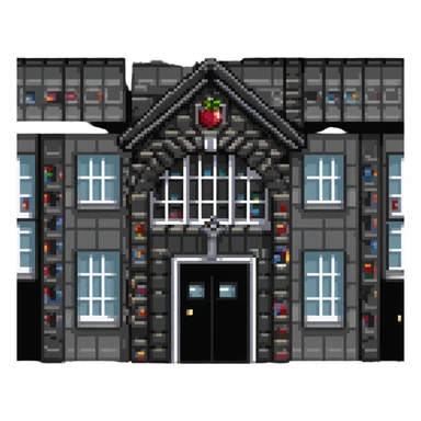 school building with classroom windows and entrance door, no flag sticker