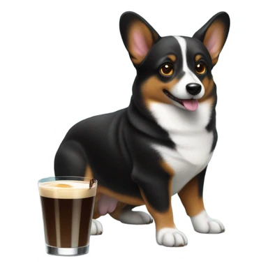 Black corgi drinking a espresso martini  sticker