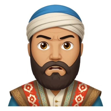 uzbek bearded man with national outfit angry sticker
