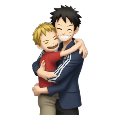 luffy with macron hug sticker