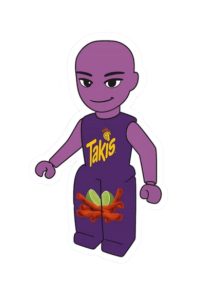 Convert this Roblox character into a sticker with a white border and transparent background, maintaining the original Roblox style as closely as possible. sticker