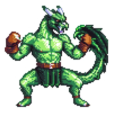 a boxer fighting with a green dragon sticker