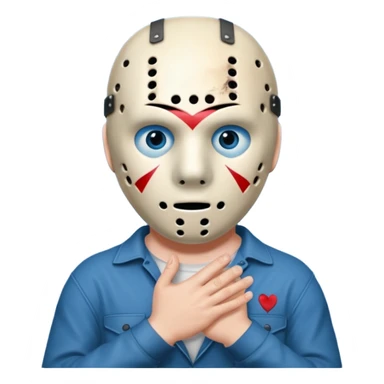 Jason Voorhees, looking cute, with his hands clasped in front of him, at a sideways angle, looks like he is in love sticker