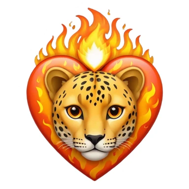 Heart with cheeta print and fire really graphic sticker