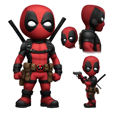 Cute deadpool character full body sticker
