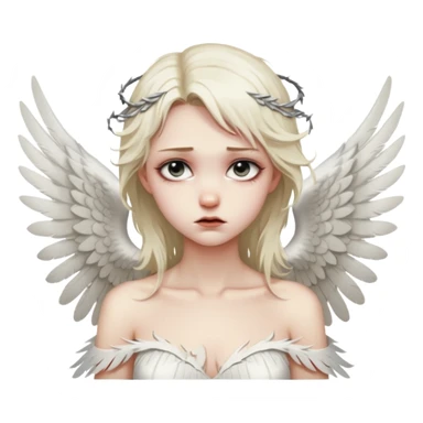 Female angel with torn wings, exposed collarbones, sorrow and lust intertwined sticker
