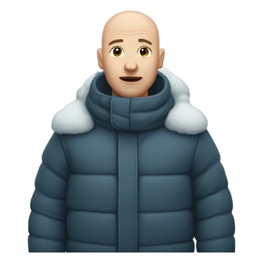 A bald man freezing in the snow sticker
