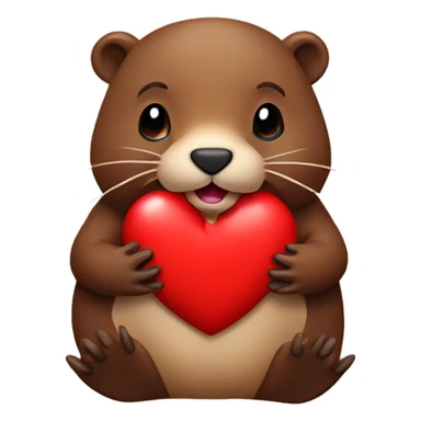 Beaver with red heart emoji sticker