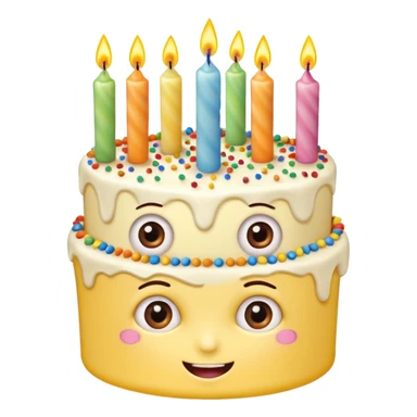 birthday cake with eyes and candles sticker