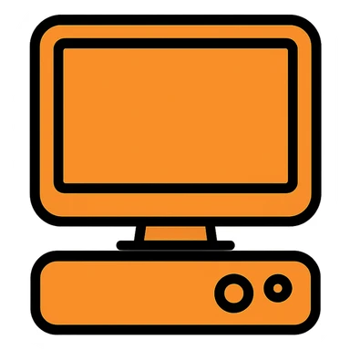 orange computer, color icon style sticker