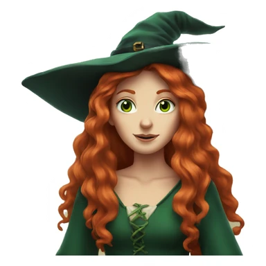 long-haired redhead witch with green eyes  sticker